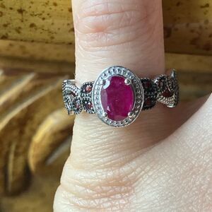 African Ruby Red Sapphire Sterling Silver Ring Size 5
